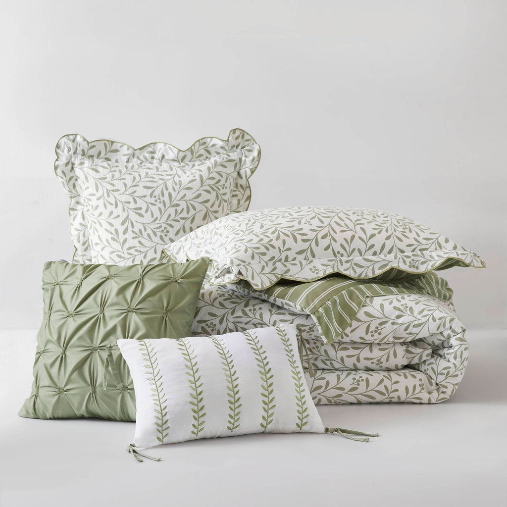 Darcy - 5 Piece Print Comforter Set - Sage Green