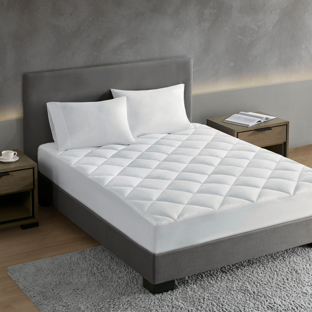 Signature - Queen Dobby Cotton Waterproof Mattress Pad - White