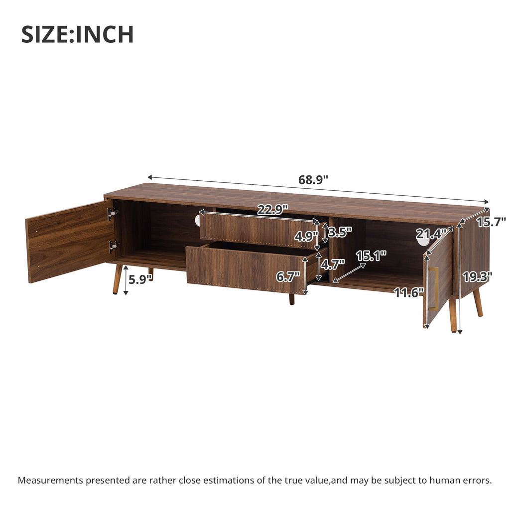 TV Stand With 2 Drawers, Media Console Table - Walnut
