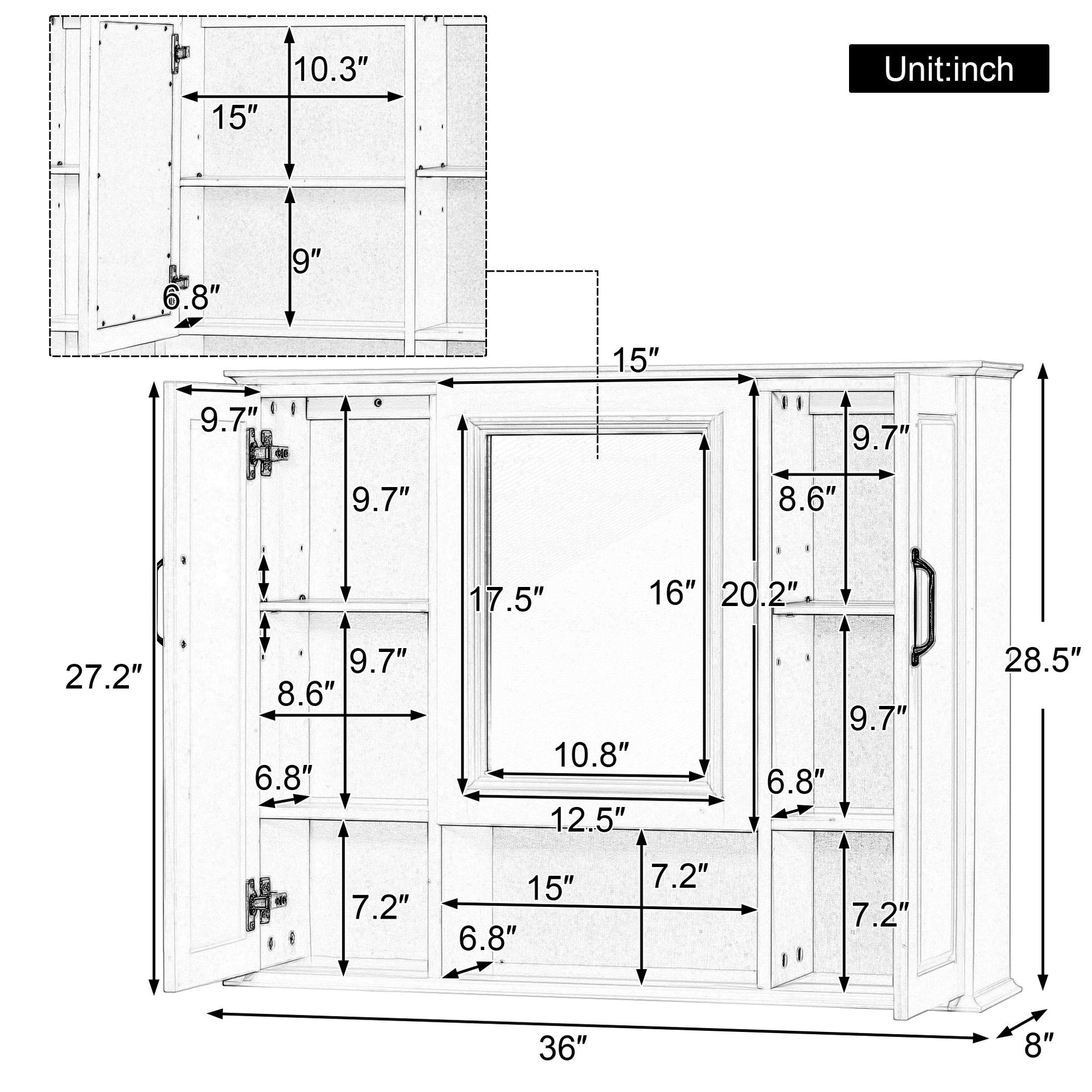 Modern Wall Mounted Medicine Cabinet With Mirror
