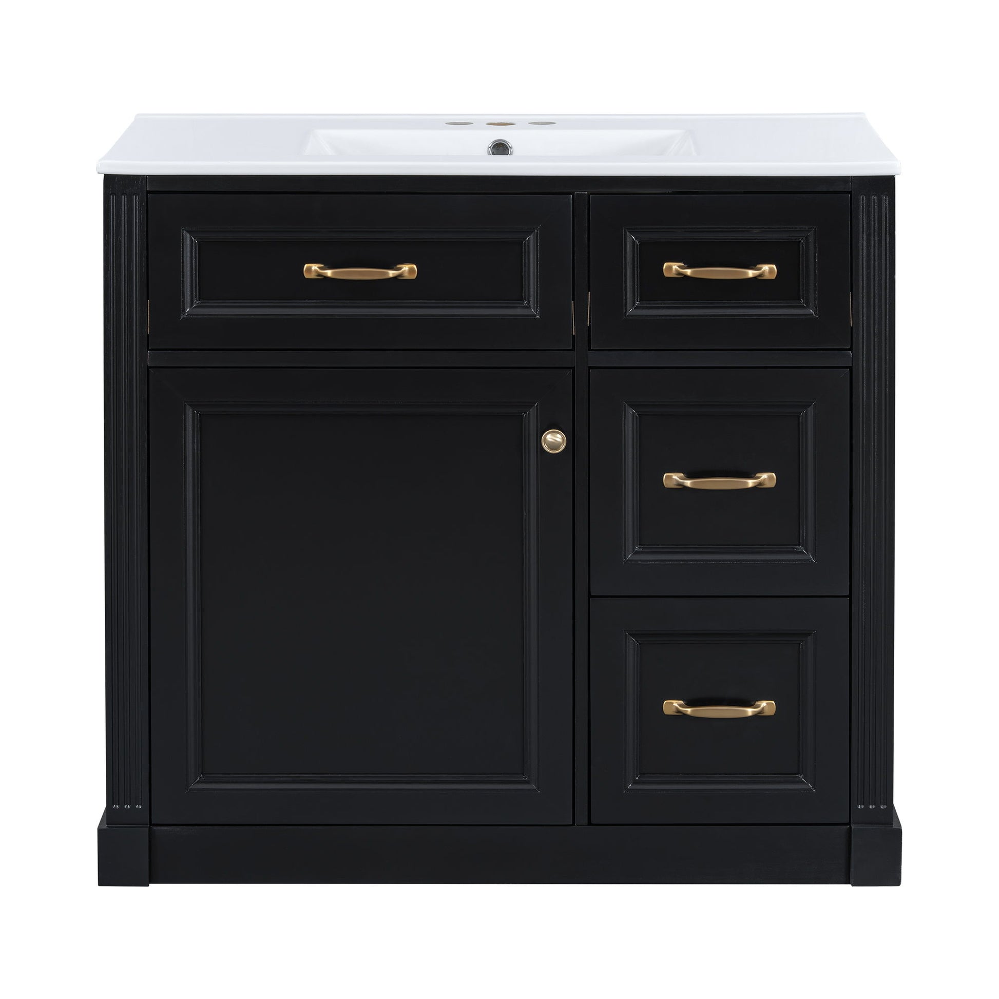 Modern Bathroom Vanity With Sink, 4 Drawers, Soft-Close Door, Adjustable Shelf