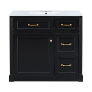 Modern Bathroom Vanity With Sink, 4 Drawers, Soft-Close Door, Adjustable Shelf