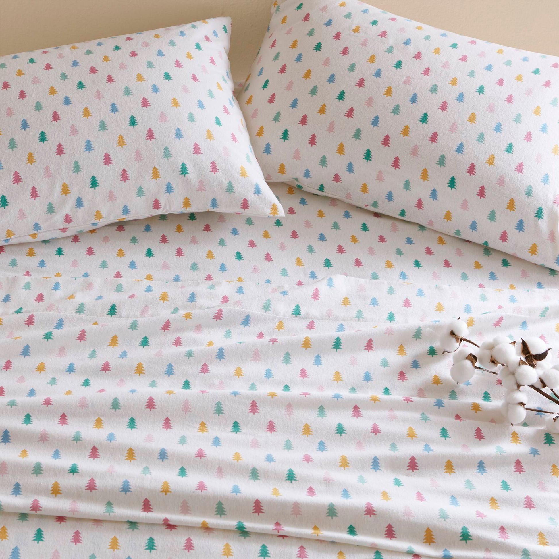 Cozy Soft - Full 100% Flannel Pigment Printed Sheet Set - Tree Block