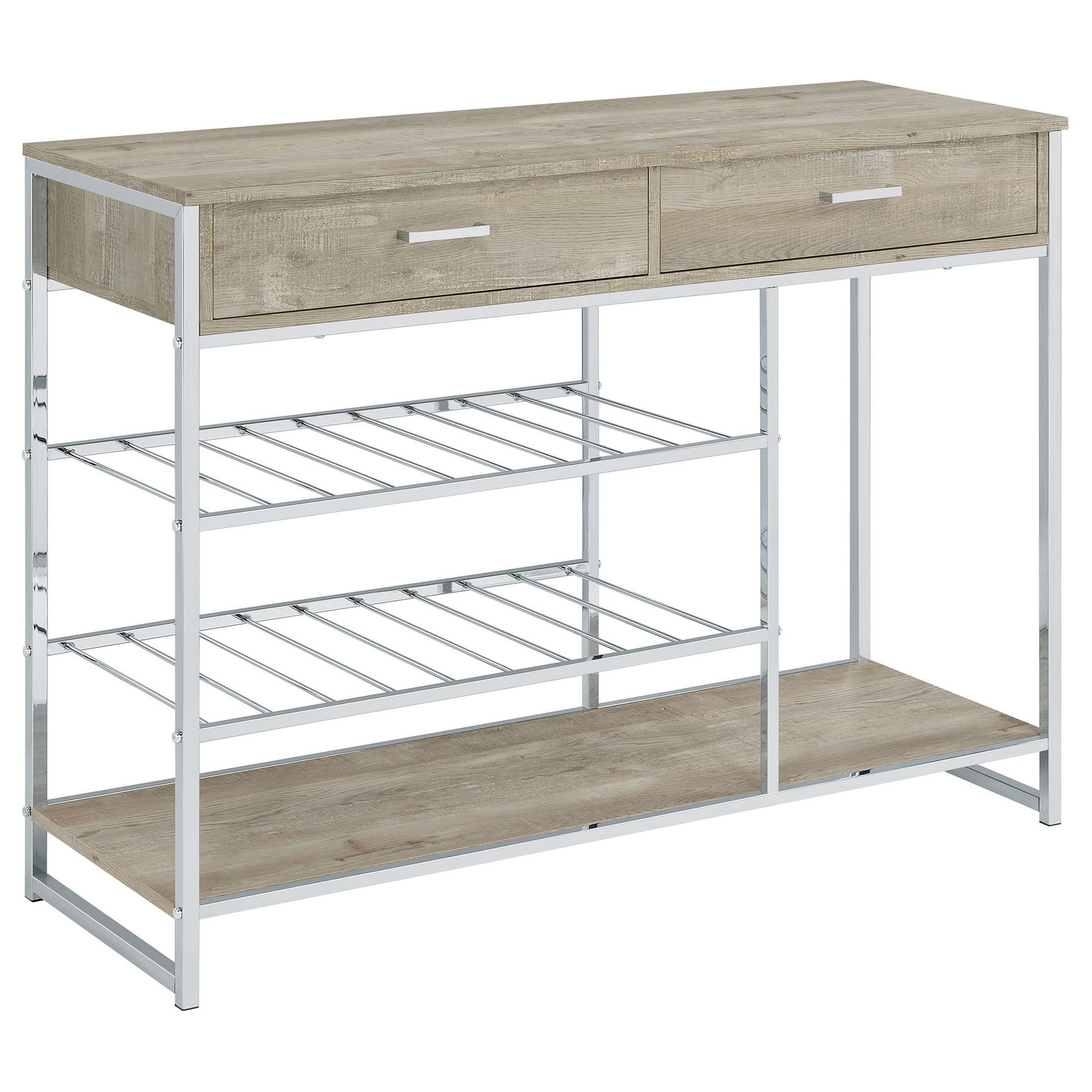 Ethel - 2 Drawer Home Bar Storage With Wine Rack - Oak