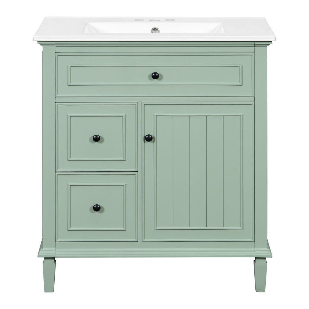 Modern Bathroom Vanity With Sink, Adjustable Shelf, Flip Drawer & 2 Drawers
