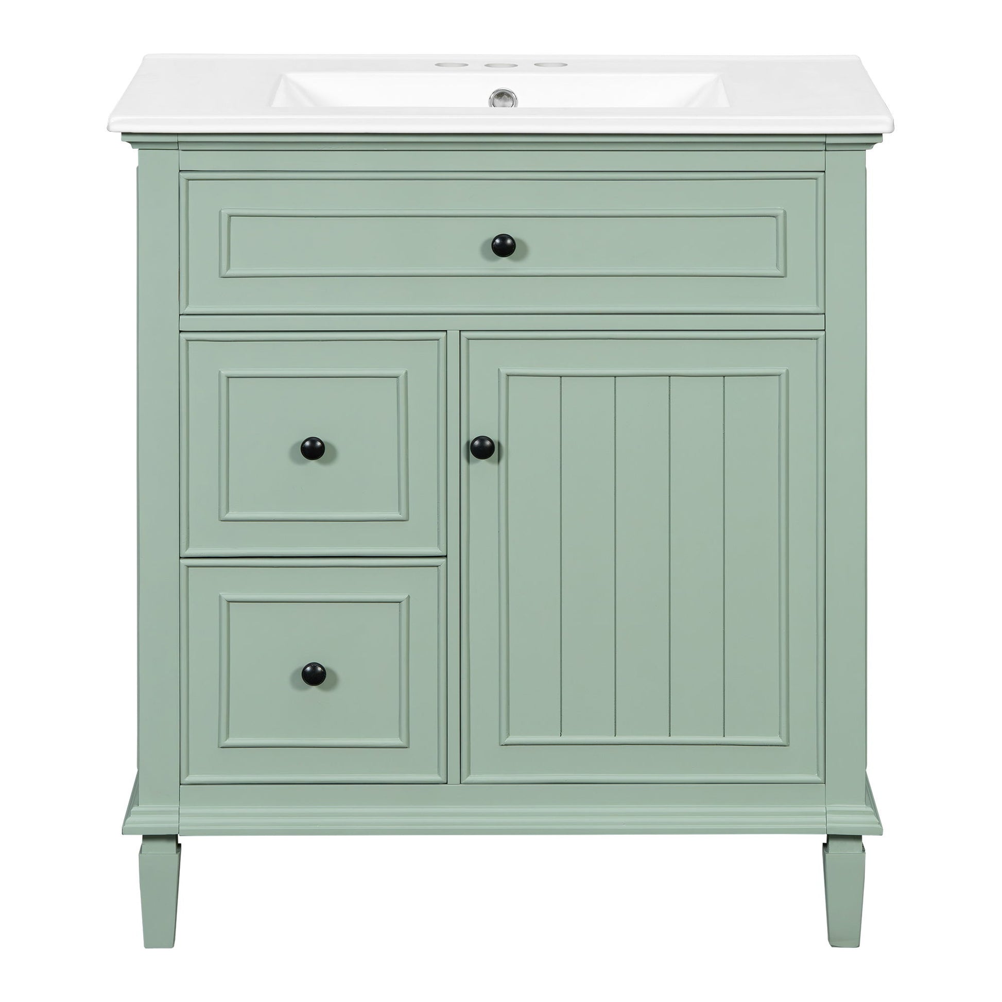 Modern Bathroom Vanity With Sink, Adjustable Shelf, Flip Drawer & 2 Drawers