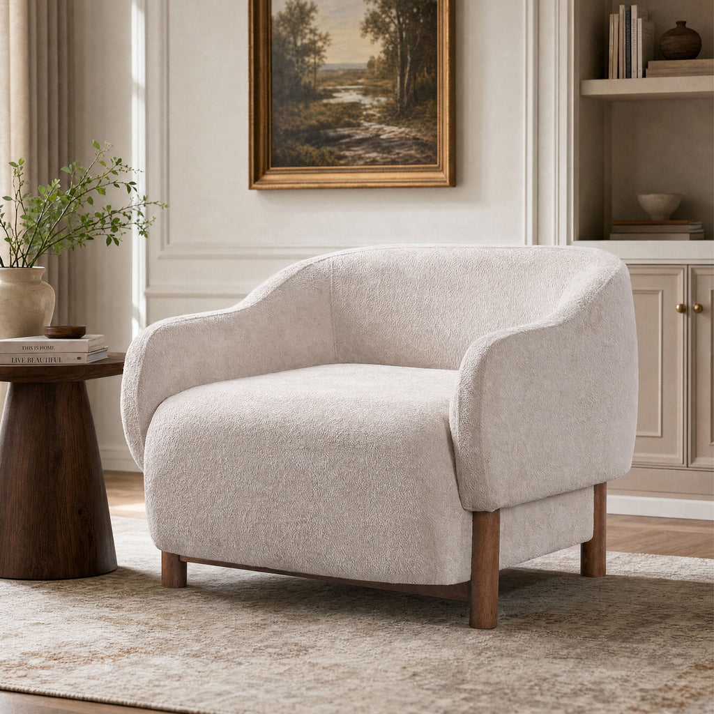 Modern Accent Chair With Recessed Arms And Tight Back