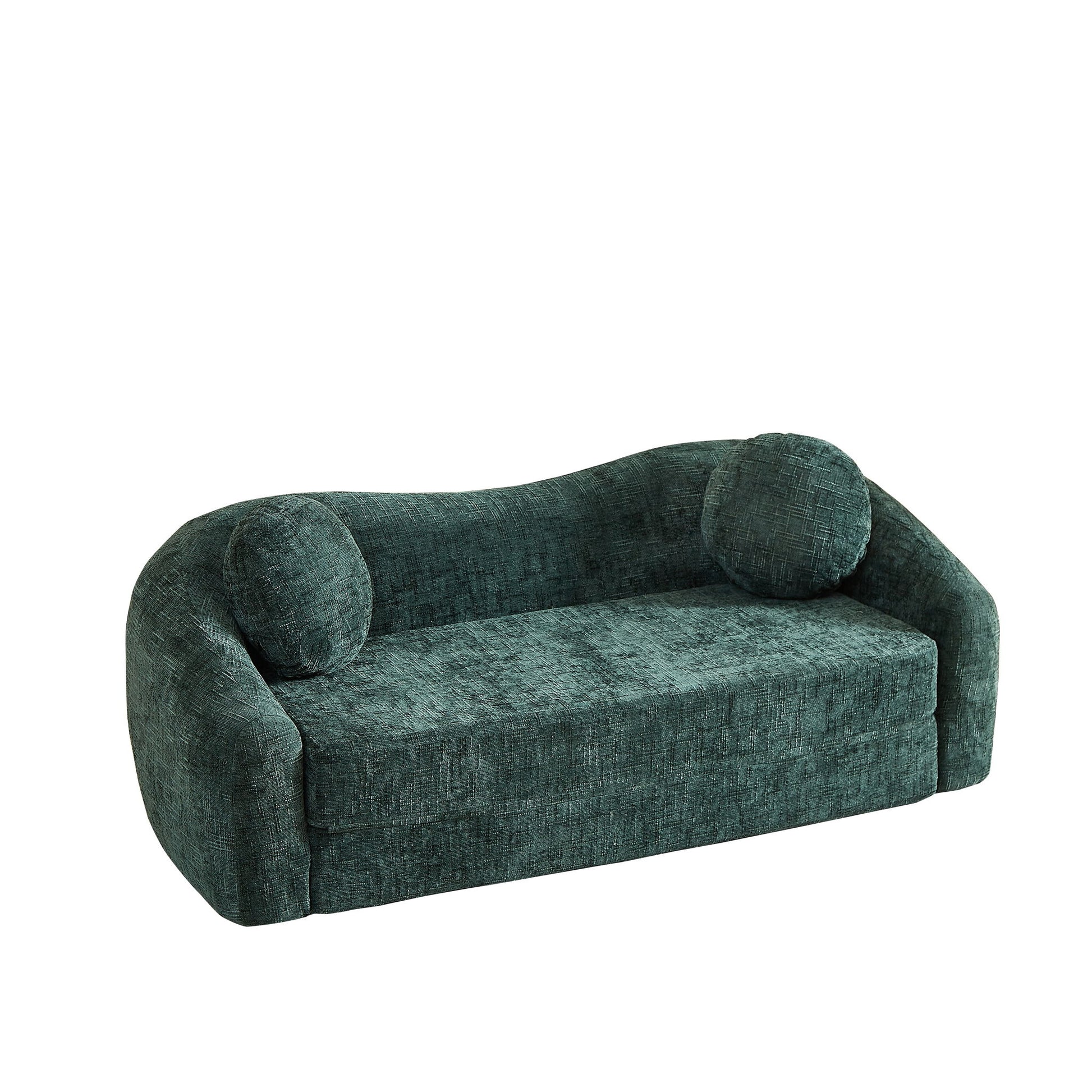 Curved Convertible Sofa, 2 In 1 Frameless Folding Sofa Bed With Pull Out Base And Deep Seat