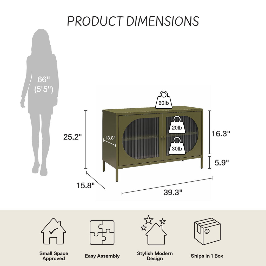 Luna - Wide 2 Door Accent Cabinet - Olive Green