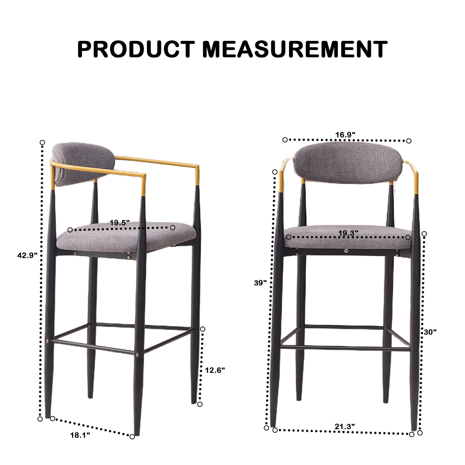 Upholstered Bar Stool With Ergonomic Design (Set of 2)