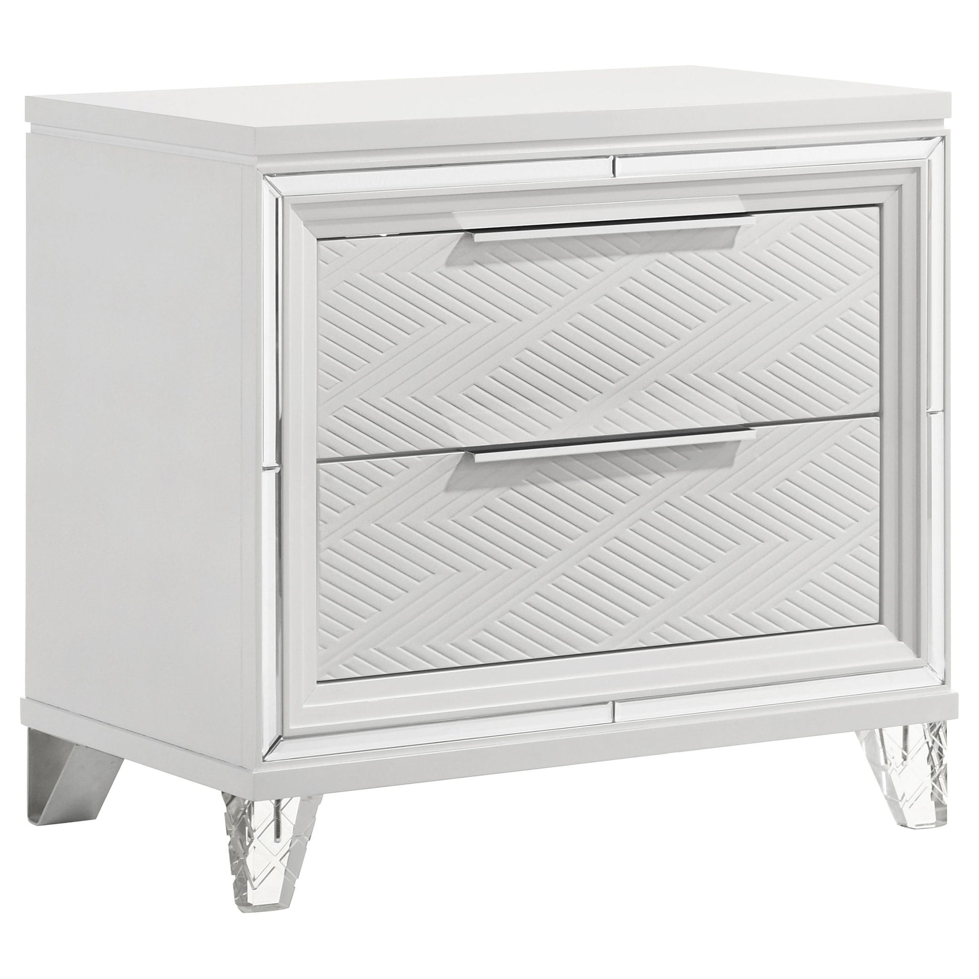 2 Drawer Nightstand With Accents - White
