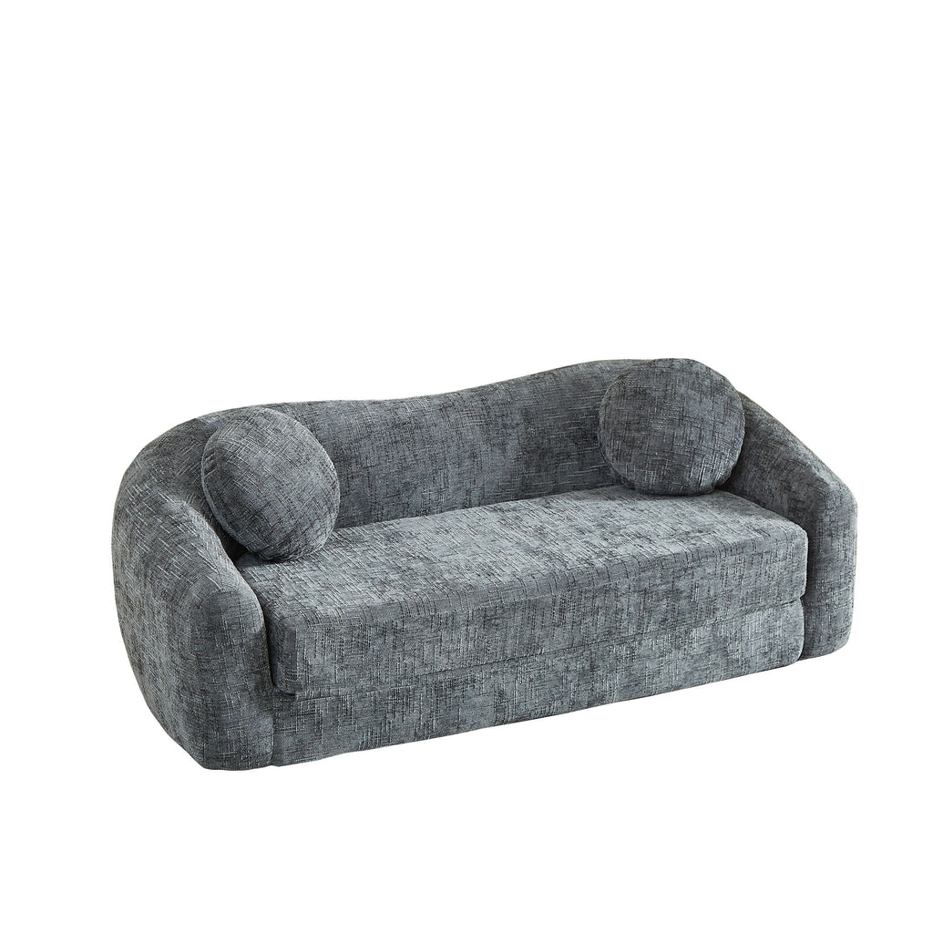 Curved Convertible Sofa, 2 In 1 Frameless Folding Sofa Bed With Pull Out Base And Deep Seat