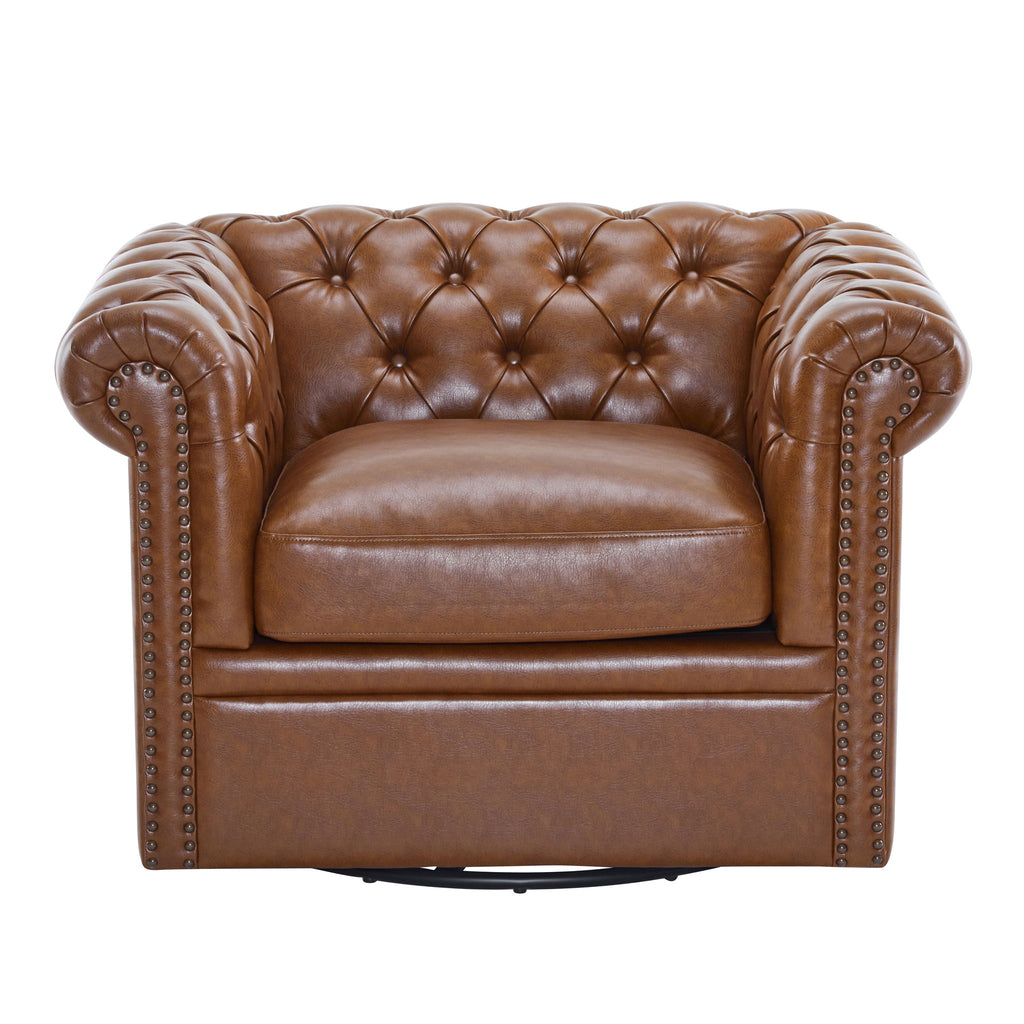 Chesterfield Style Swivel Club Chair With Button Tufted