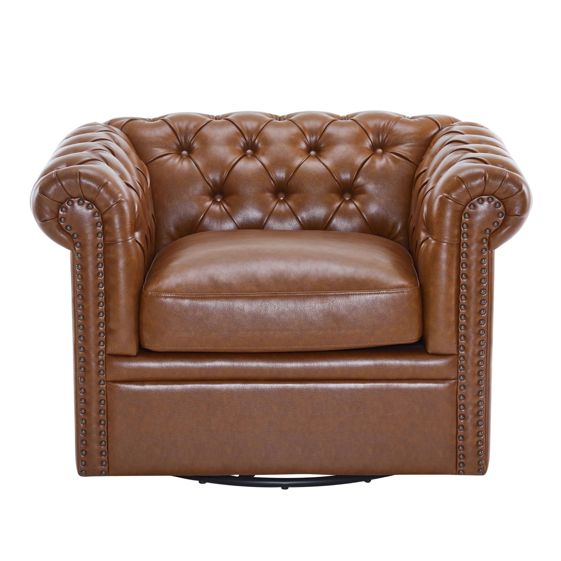 Chesterfield Style Swivel Club Chair With Button Tufted