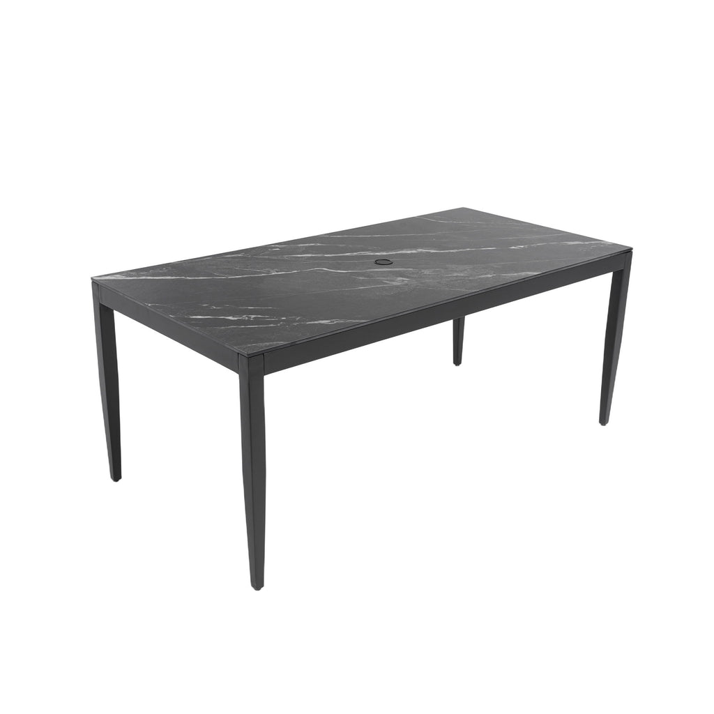 Outdoor Modern Patio Dining Table, Post Tapered Legs, Weatherproof & Rust Free