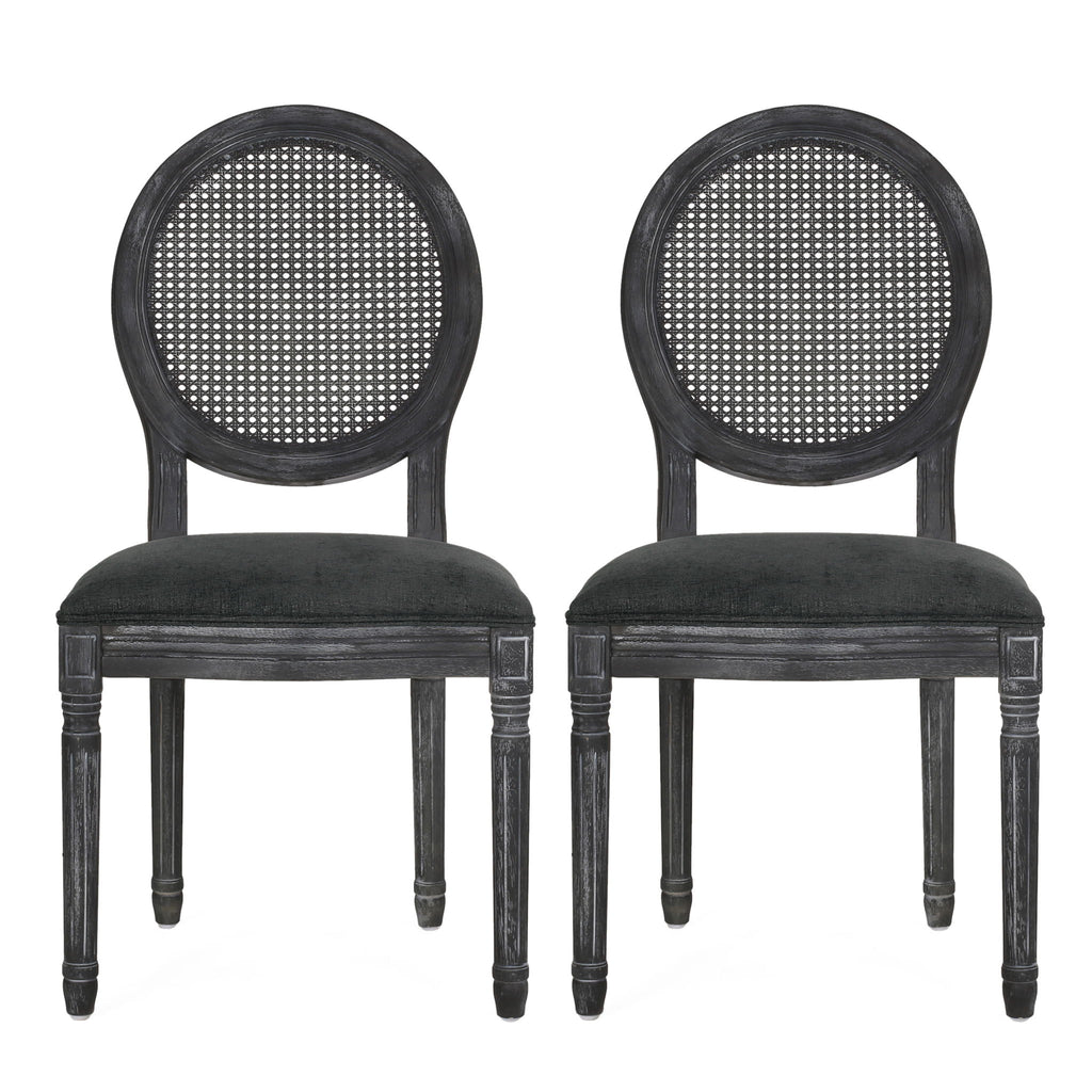 French Country Dining Chair With Cane Backrest (Set of 2)