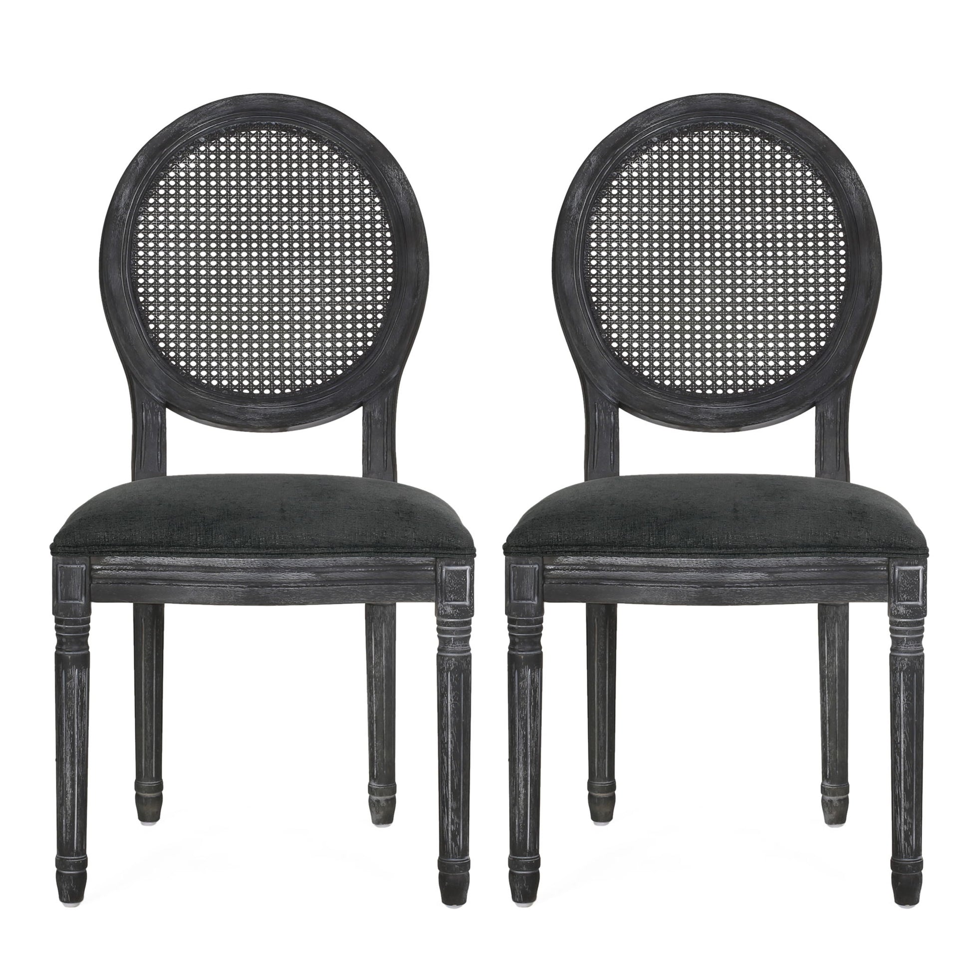 French Country Dining Chair With Cane Backrest (Set of 2)