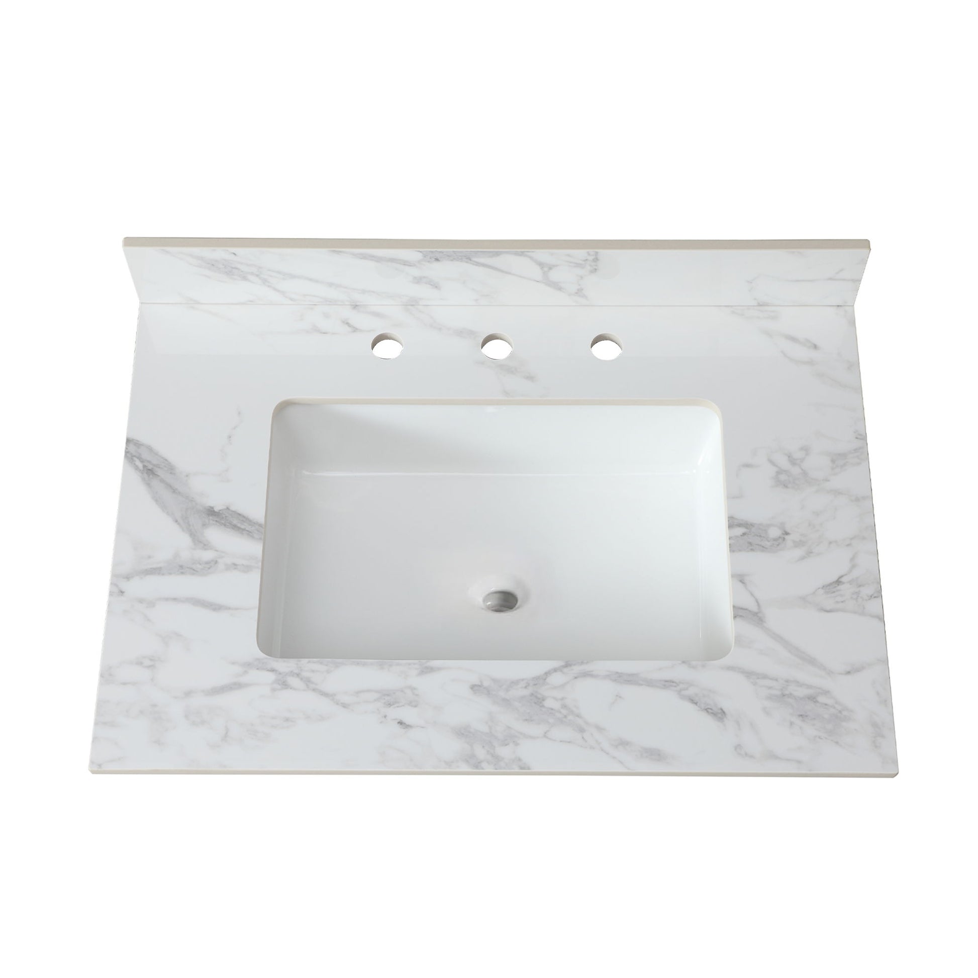 Elegant Sintered Stone Bathroom Vanity Top With Rectangular Undermount Ceramic Sink