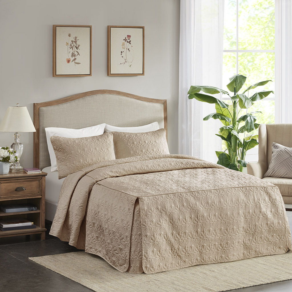 Quebec - King Fitted Bedspread (Set of 3) - Neutral