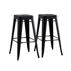 Backless Lightweight Bar Stools (Set of 2) - Black