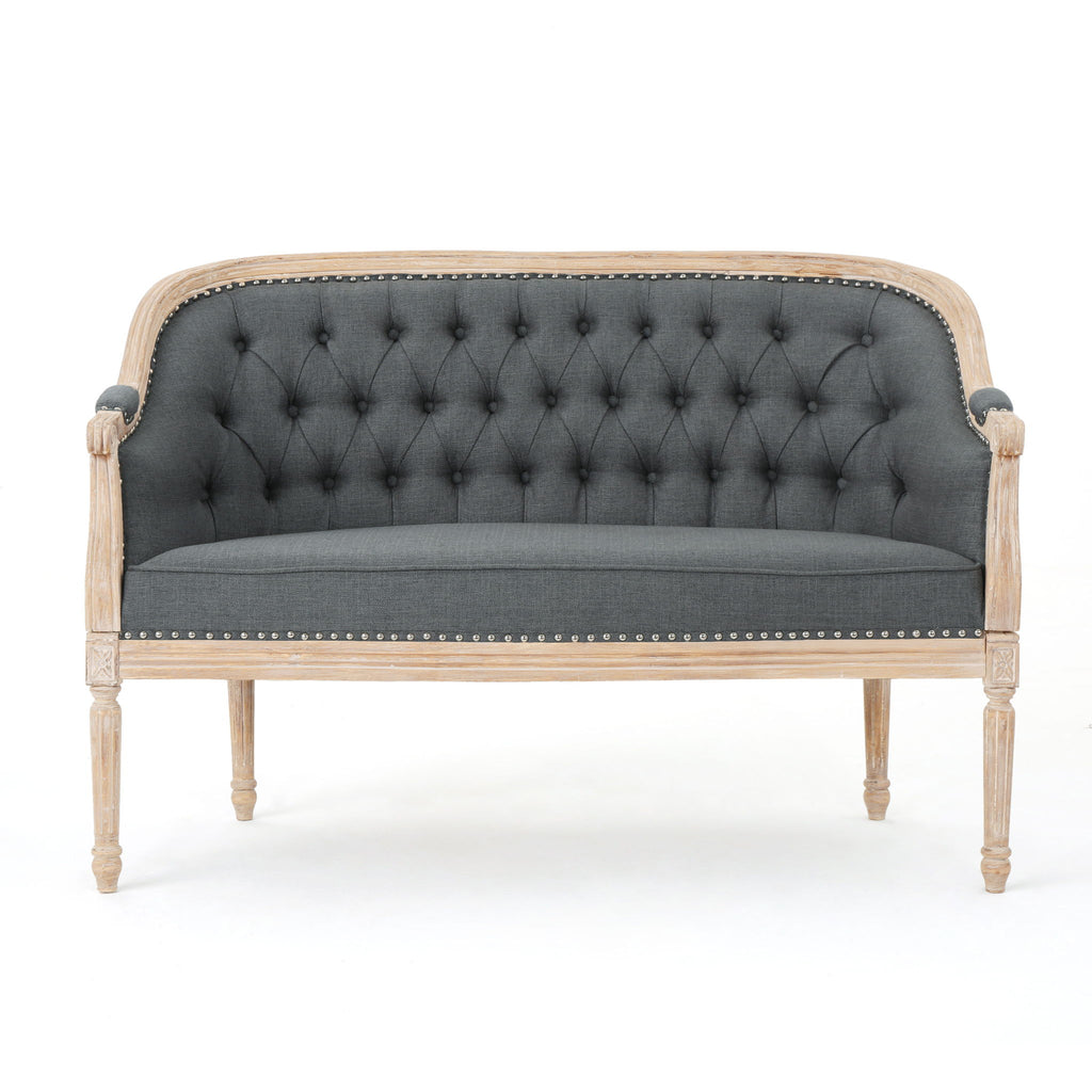 French Country Chesterfield Style Tufted Loveseat