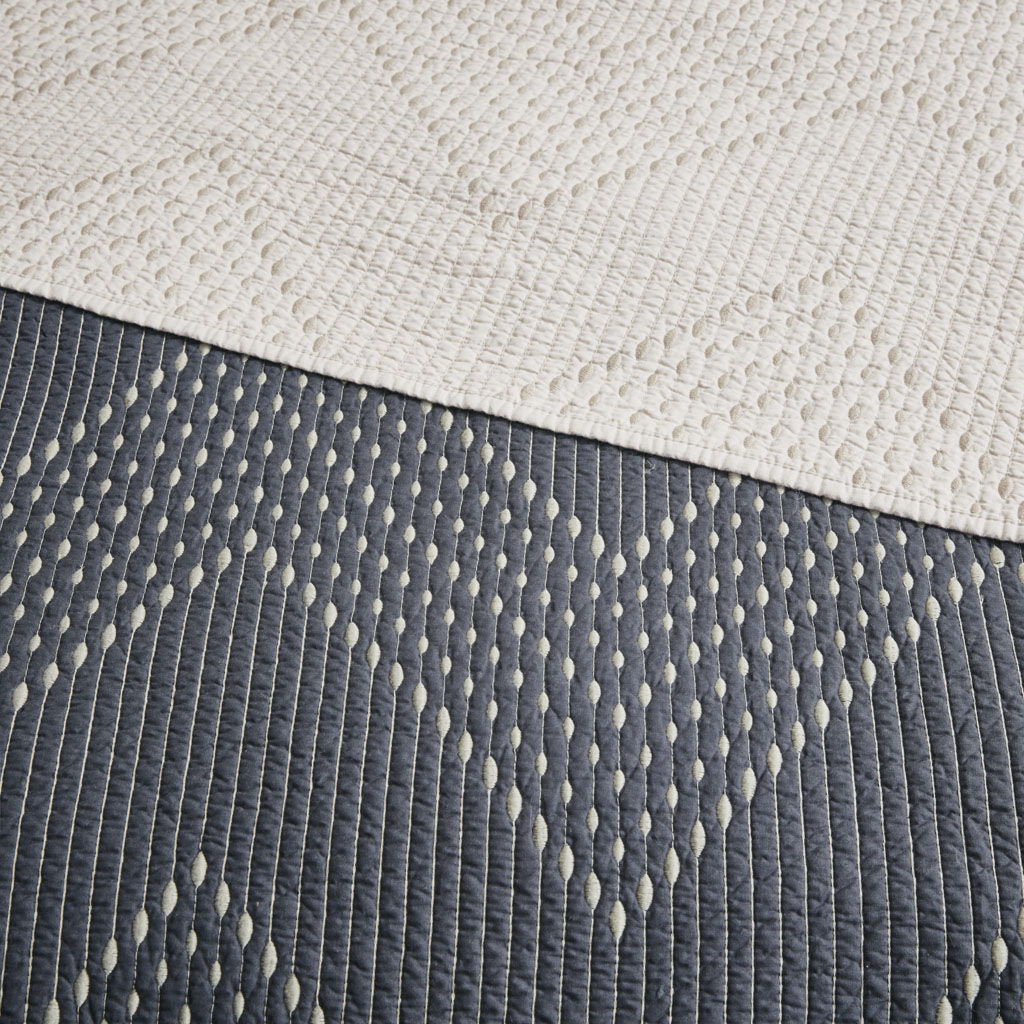 Pomona - King Embroidered 3 Piece Coverlet Set - Navy
