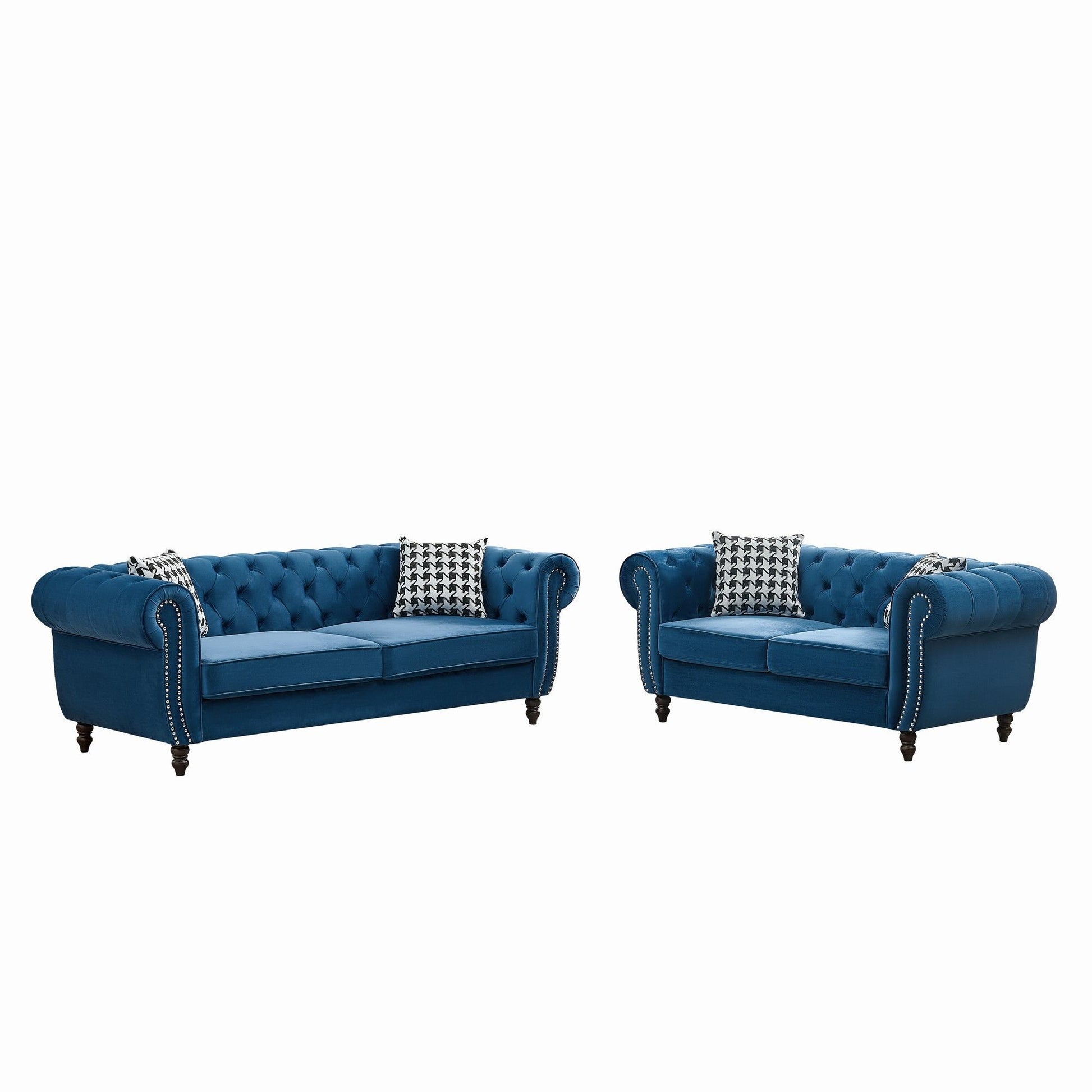 Chesterfield Set With Roll Armrest & Nailhead