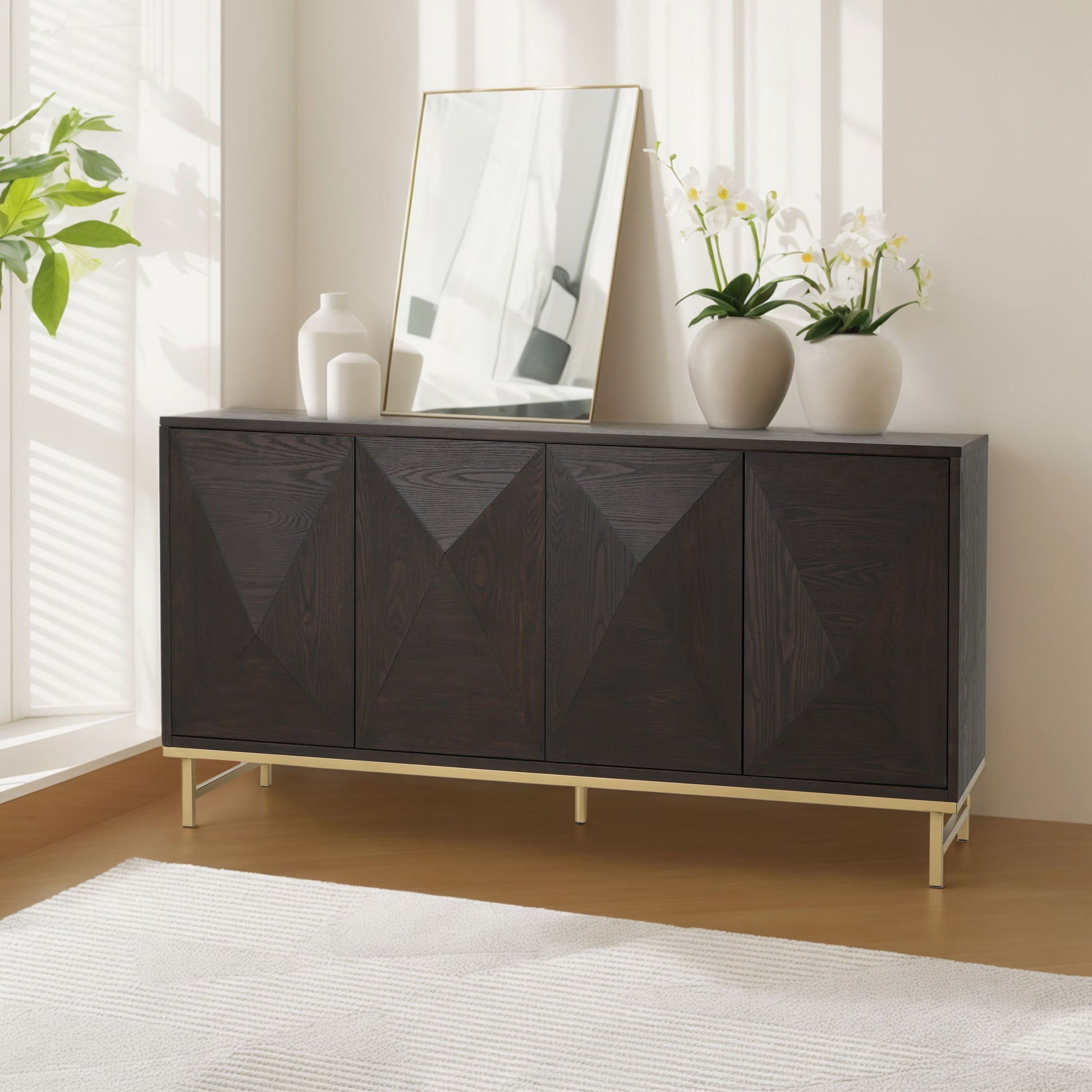 Tamid - Modern Wide Handcrafted Sideboard With Adjustable Shelves
