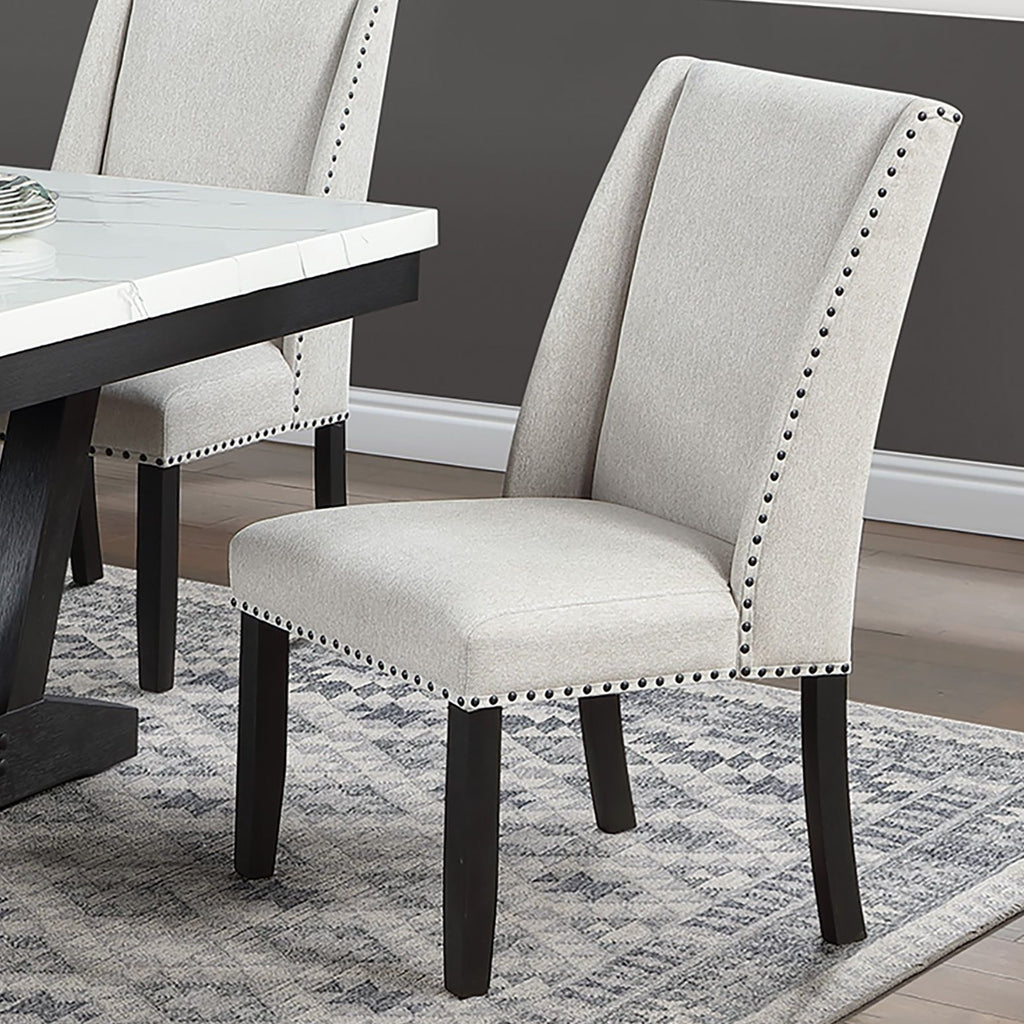 Upholstered Wingback Dining Chairs With Nailhead Trim (Set of 2) - Antique Black