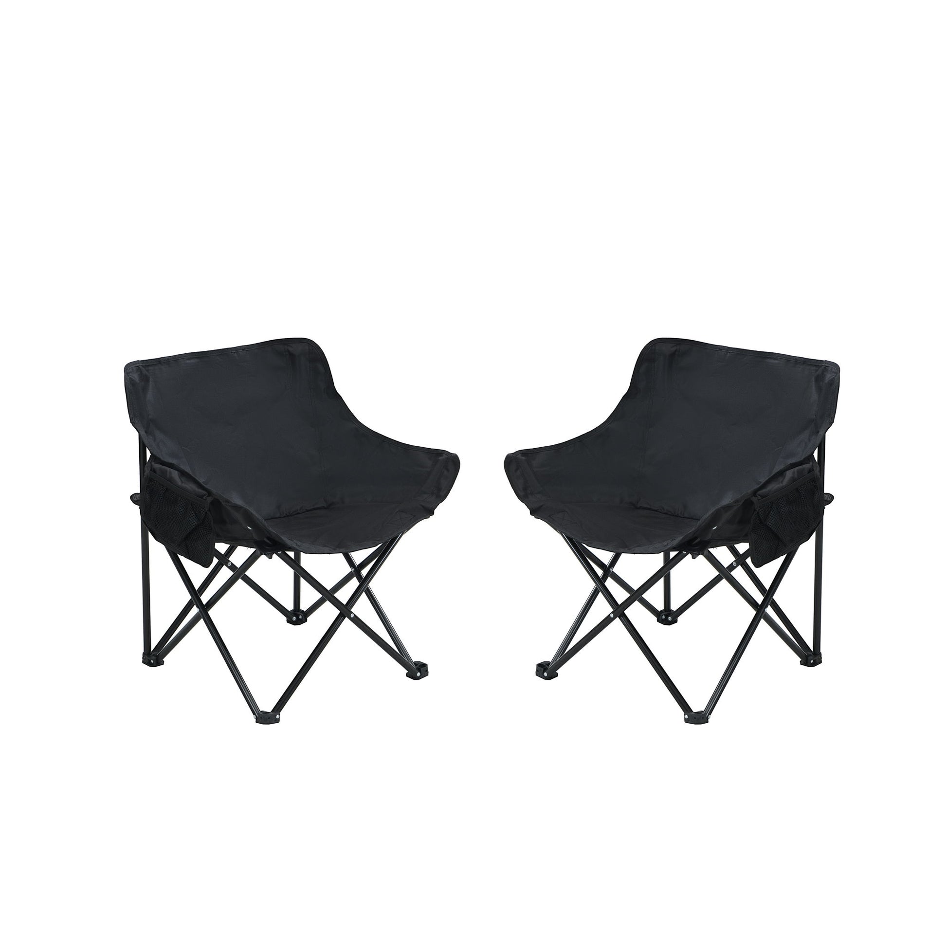 2 Pieces Outdoor Camping Chairs Folding / Portable, Comfortable Seating, Durable Steel Fram