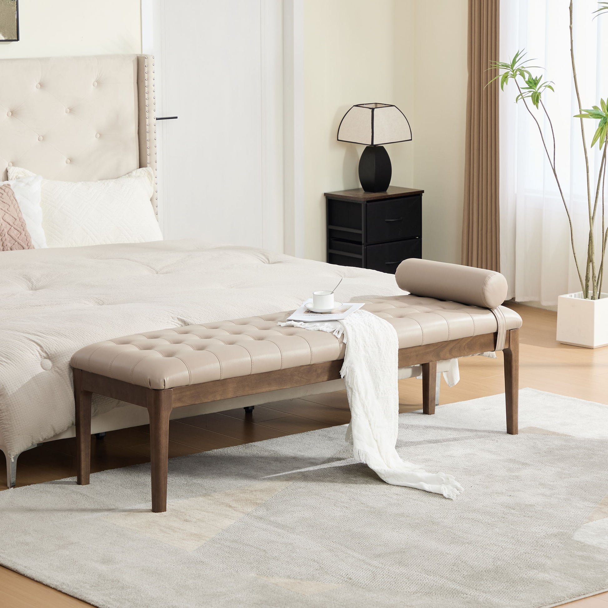 Upholstered End Of Bed Bench With Headrest