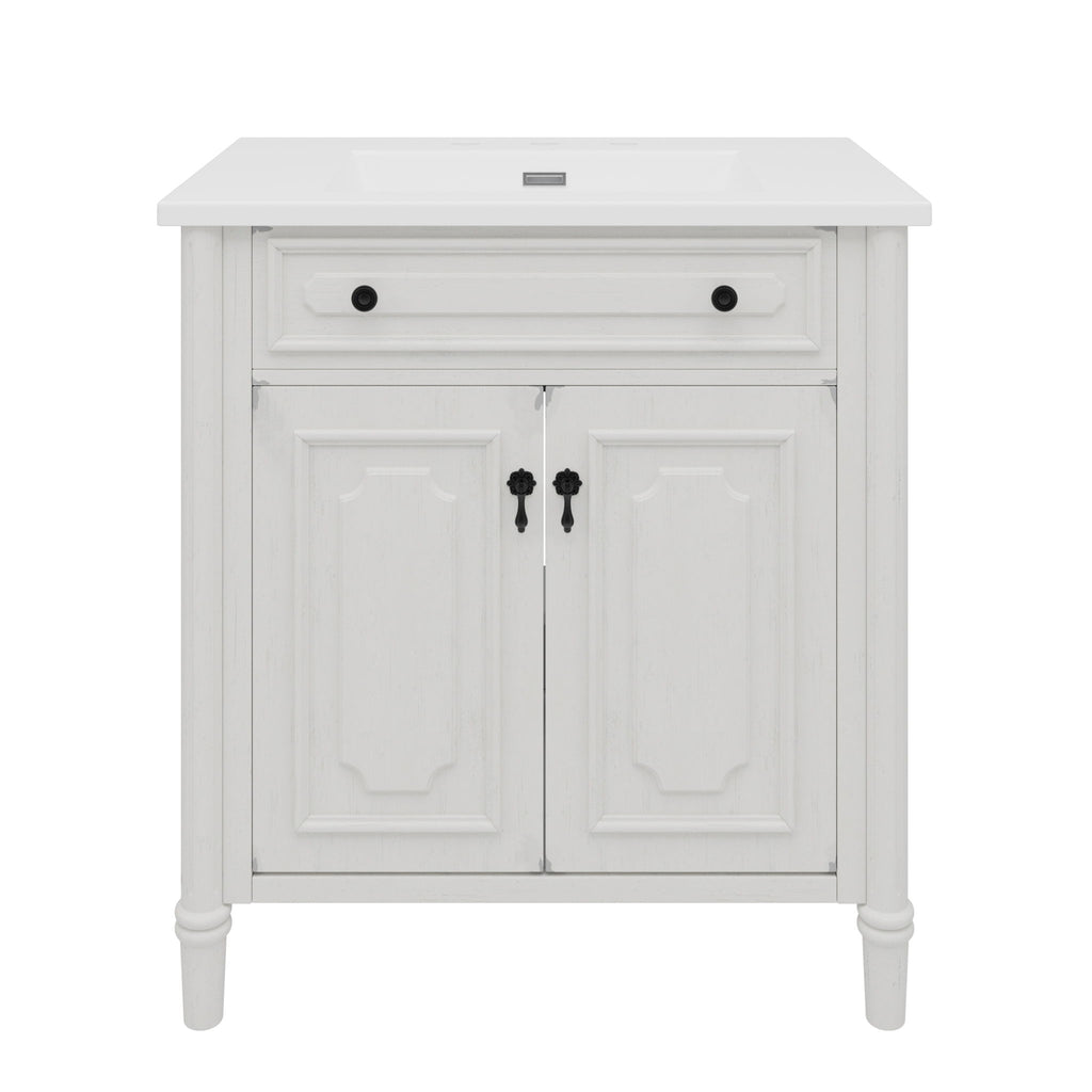 Vintage Bathroom Vanity With Sink, Rustic Cabinet With Soft Close Doors