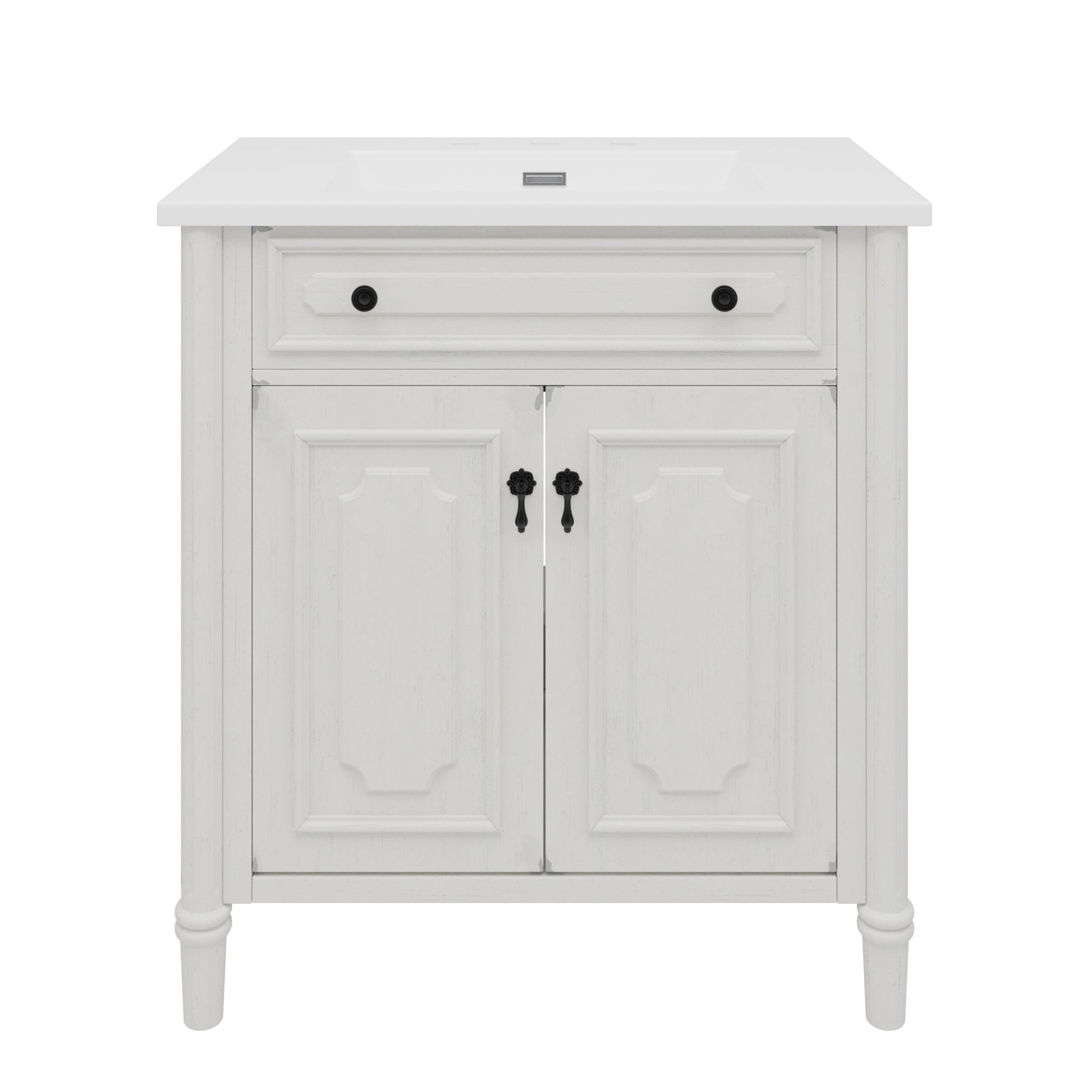 Vintage Bathroom Vanity With Sink, Rustic Cabinet With Soft Close Doors