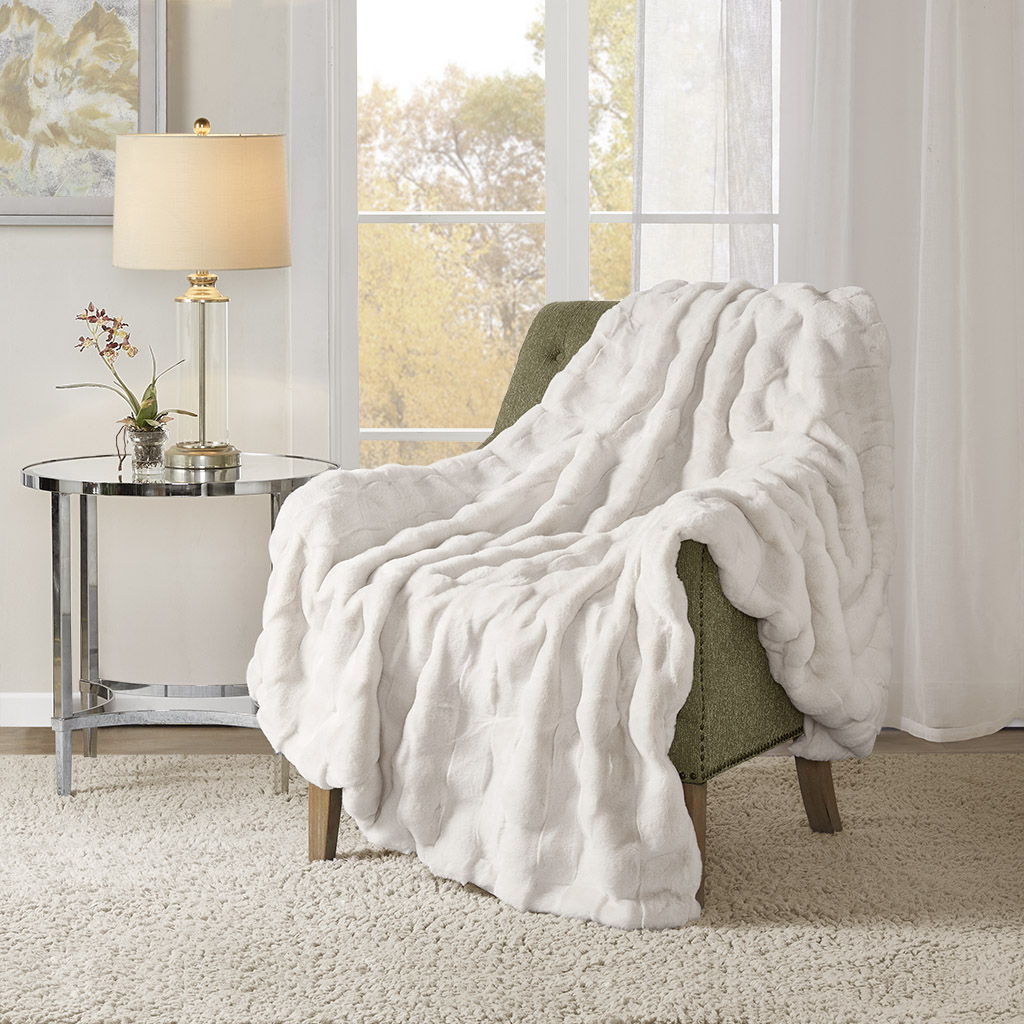 Vivienne - Faux Fur Throw - Ivory