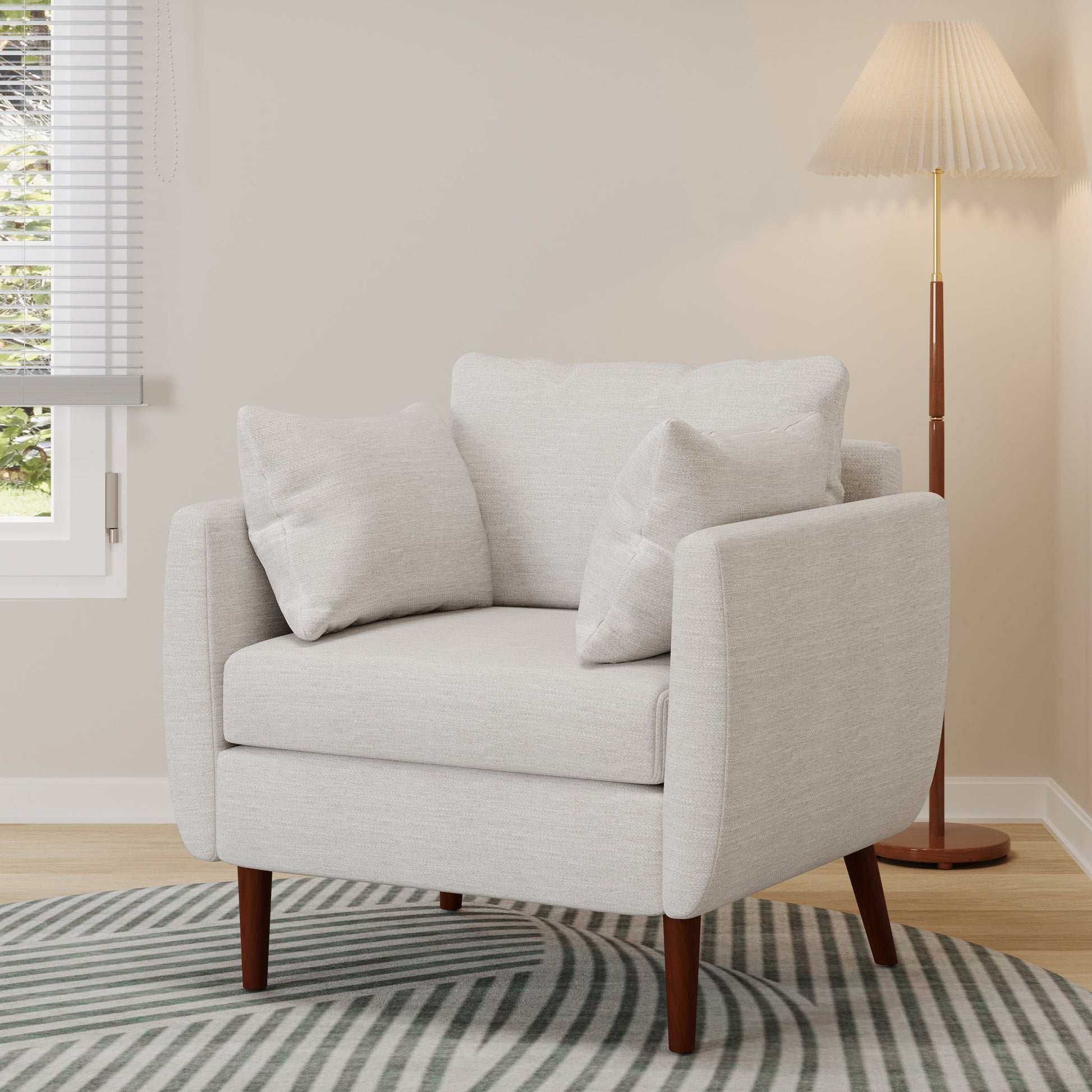 Luminate - Upholstered Fabric Club Chair With Tapered Legs And 2 Accent Pillows