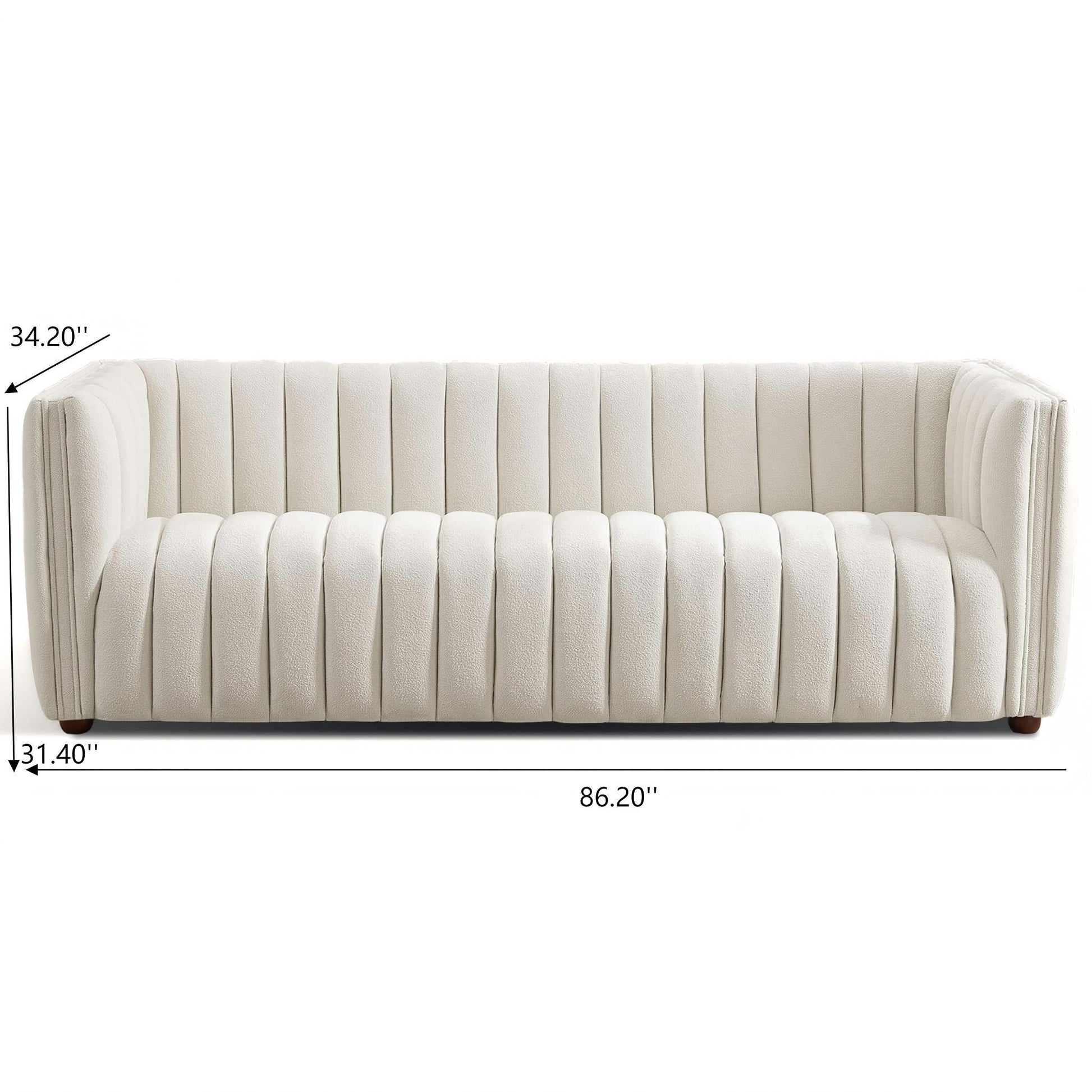 April - Mid-Century Modern Luxury Tight Back Boucle Couch