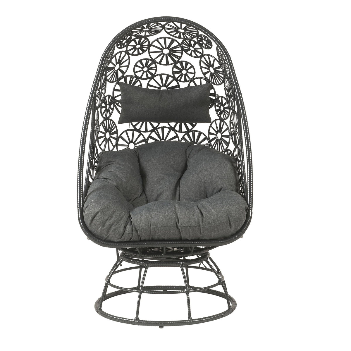 Hikre - Patio Lounge Chair & Side Table - Black / Charcoal
