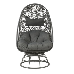 Hikre - Patio Lounge Chair & Side Table - Black / Charcoal