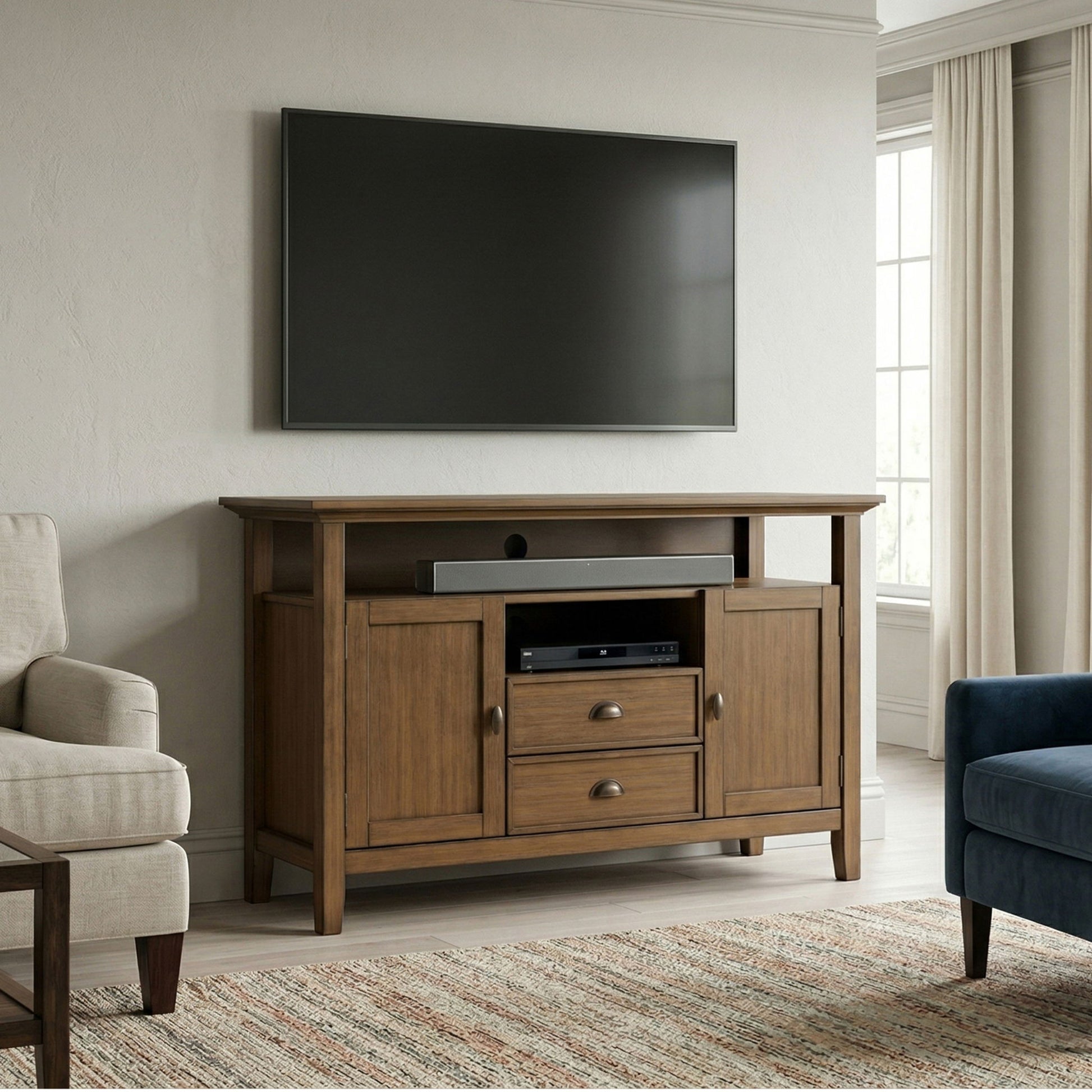 Redmond - Tall TV Media Stand - Rustic Natural Aged Brown