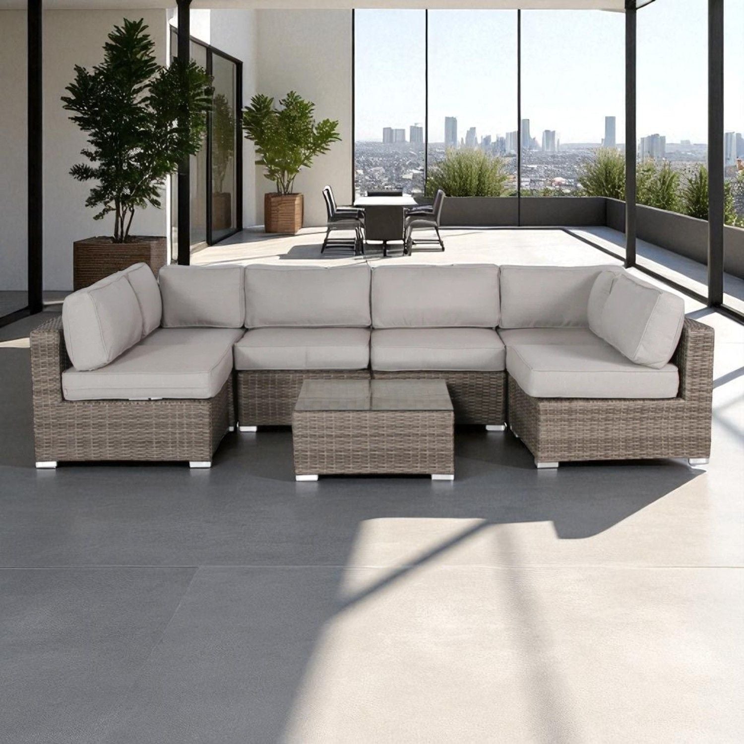 Outdoor Wicker Seating Group With Cushions