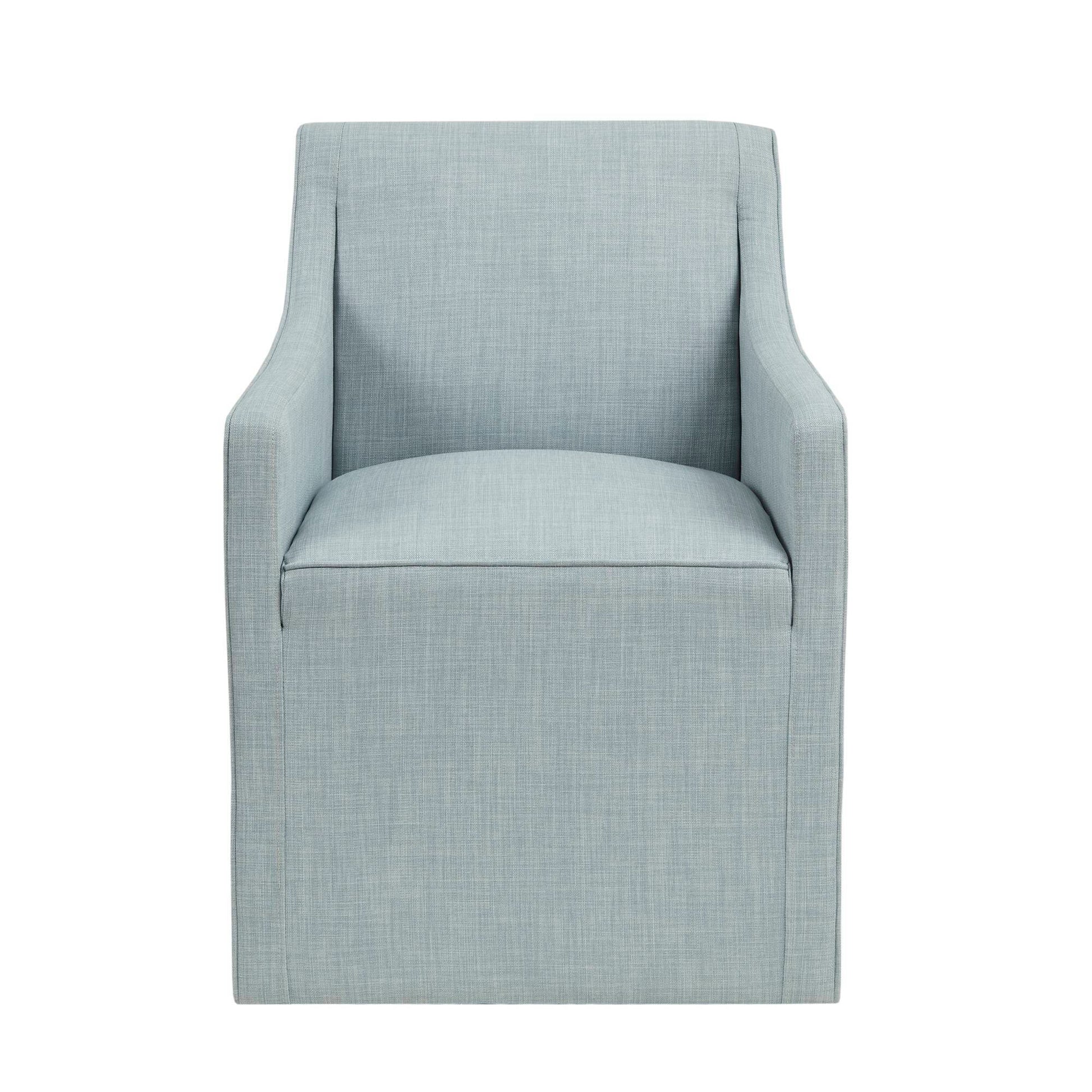 Charlotte - Skirted Dining Arm Chair With Casters - Blue