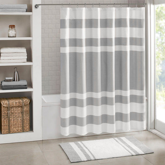 Spa Waffle - 84" Shower Curtain With 3M Treatment - Gray