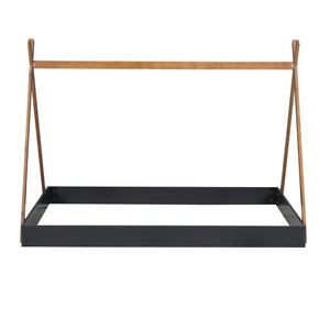 Full Size Tent Floor Bed With Triangle Structure, Low Profile Design - Black / Brown