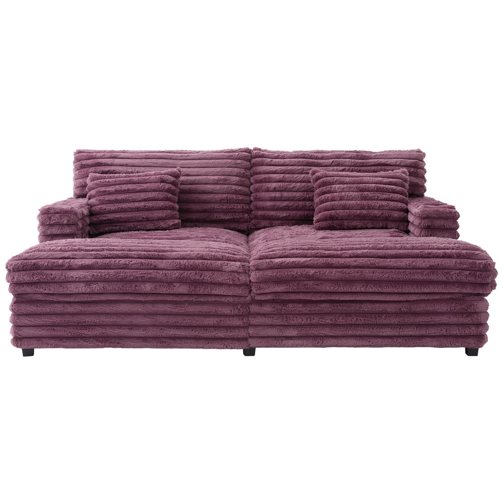 Oversized Double Chaise Lounge Sofa With USB Ports And Cup Holders