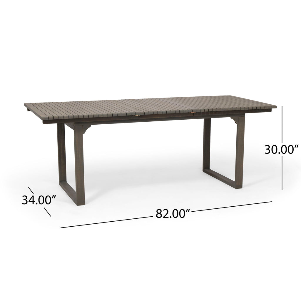 Outdoor Expandable Acacia Wood Dining Table With U Shaped Leg