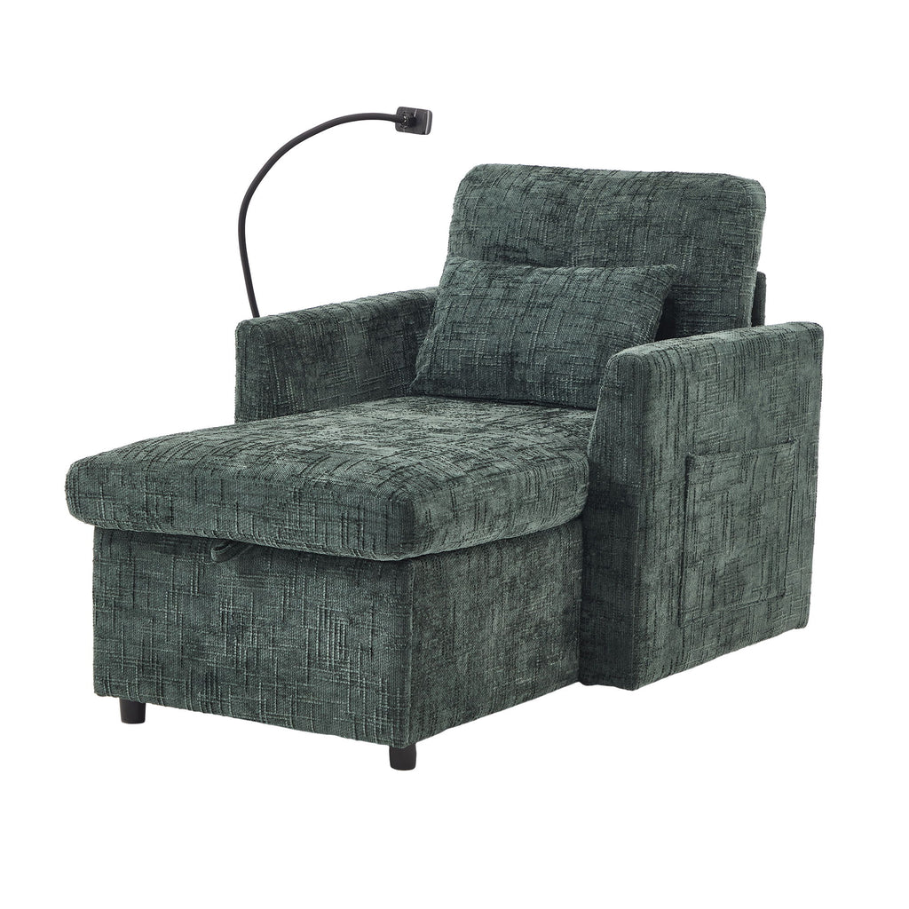 Multifunctional Chenille Recliner Sofa With Storage And Phone Bracket