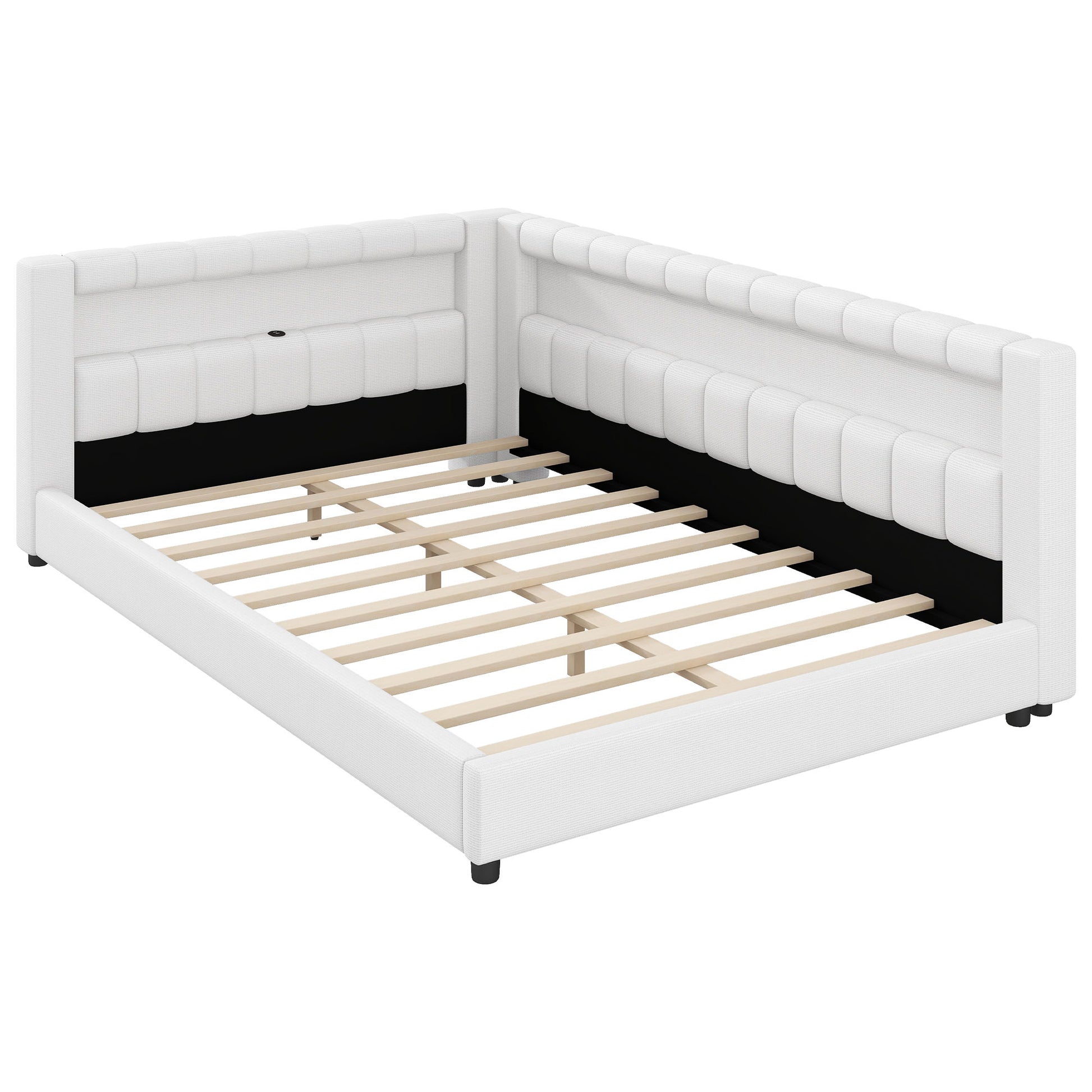 Upholstered Platform Bed With LED Belt And USB Ports
