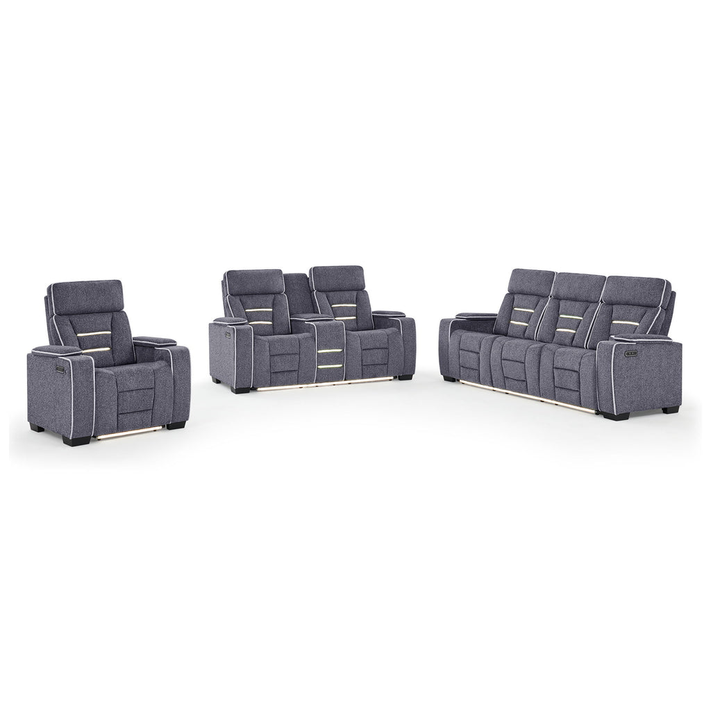 Austin - 3 Piece Reclining Sofa And Loveseat With Storage Arms - Gray