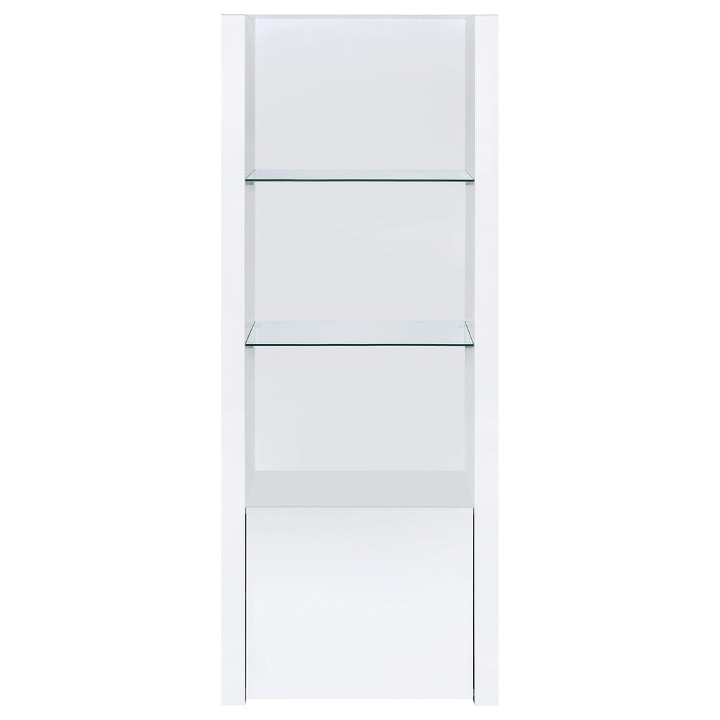 Lance - 3 Shelf Media Tower With Shelves And Hidden Cabinet - Gloss White
