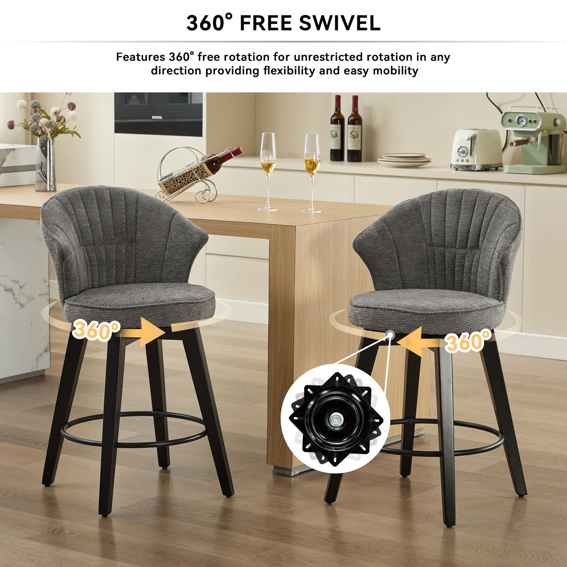 Wing Back Swivel Bar Stools (Set of 2)